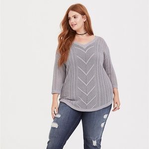 TORRID | Gray Pointelle Sweater